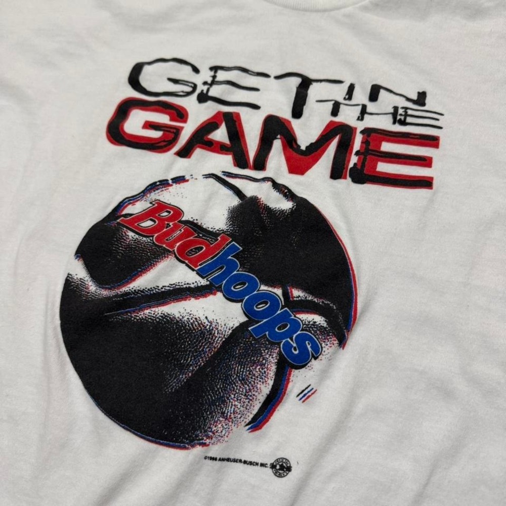 Vintage 90s BudHoops Anheuser Busch Basketball White‎ Shirt Size XL - Picture 3 of 7